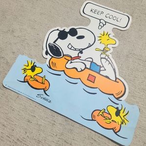 Vintage 70's Peanuts Snoopy & Woodstock Keep Cool Fan-Hanger Dual-Sided Cut-Out